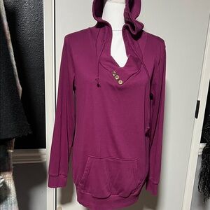 Chic Purple Hoodie with Button Details